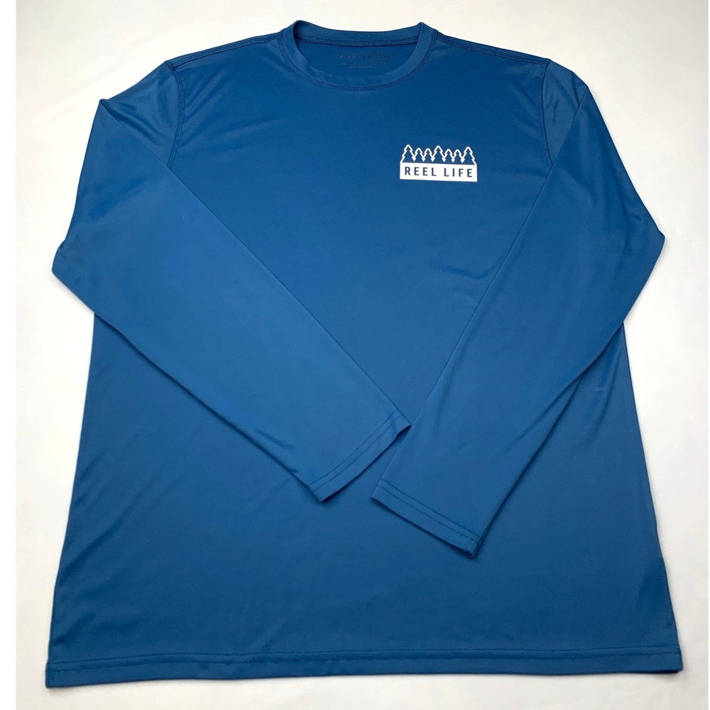Reel Life Mens Blue Adventure Awaits Long Sleeve Performance Shirt Large L